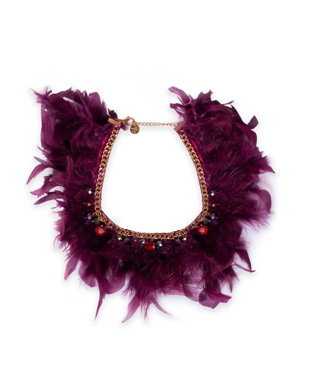Collana girocollo con pietre e piume