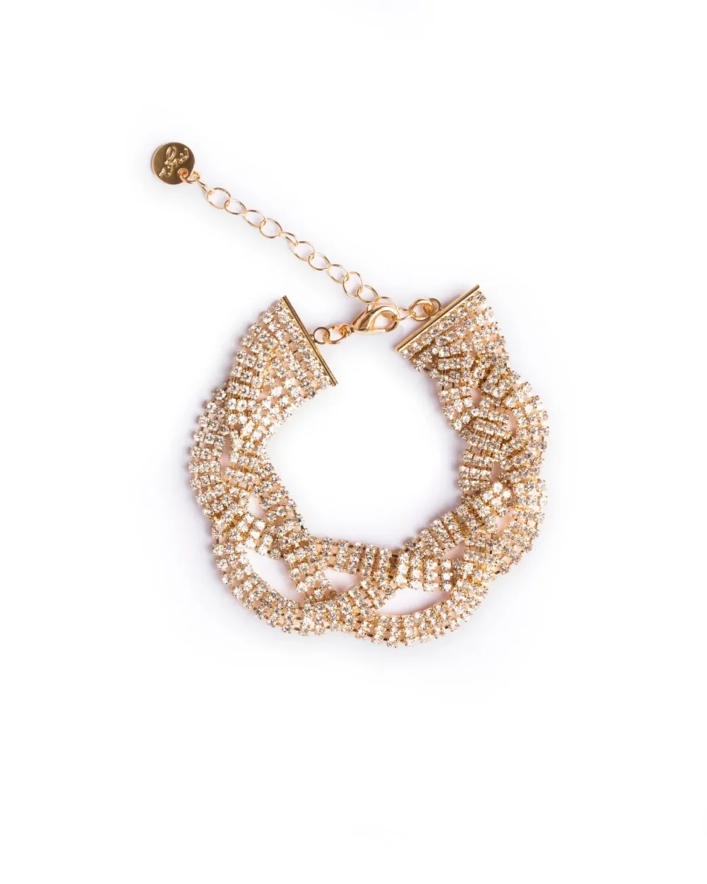 Bracciale a treccia con strass crystal