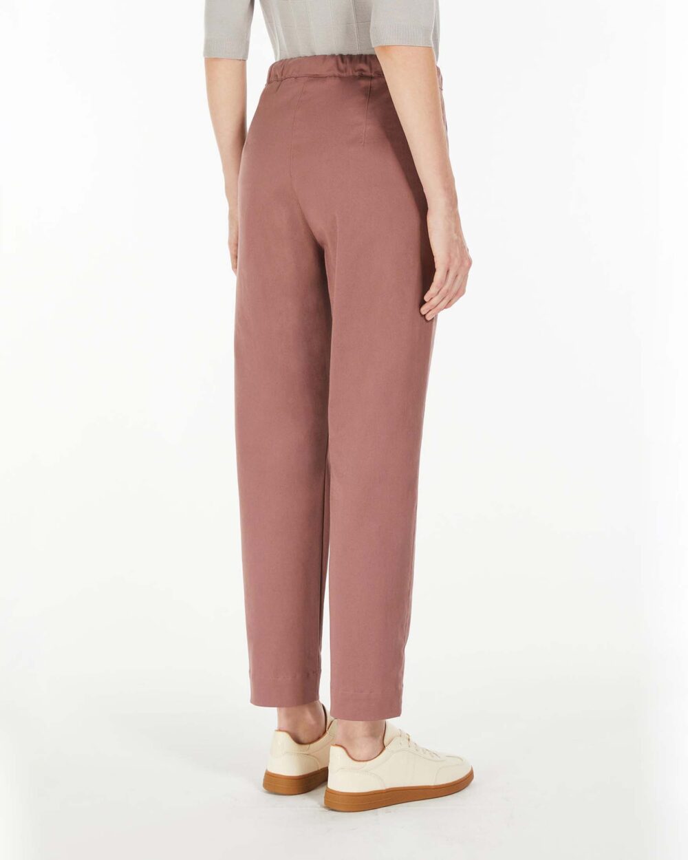 Joggers malva in cotone stretch con coulisse inserita in vita - immagine 2
