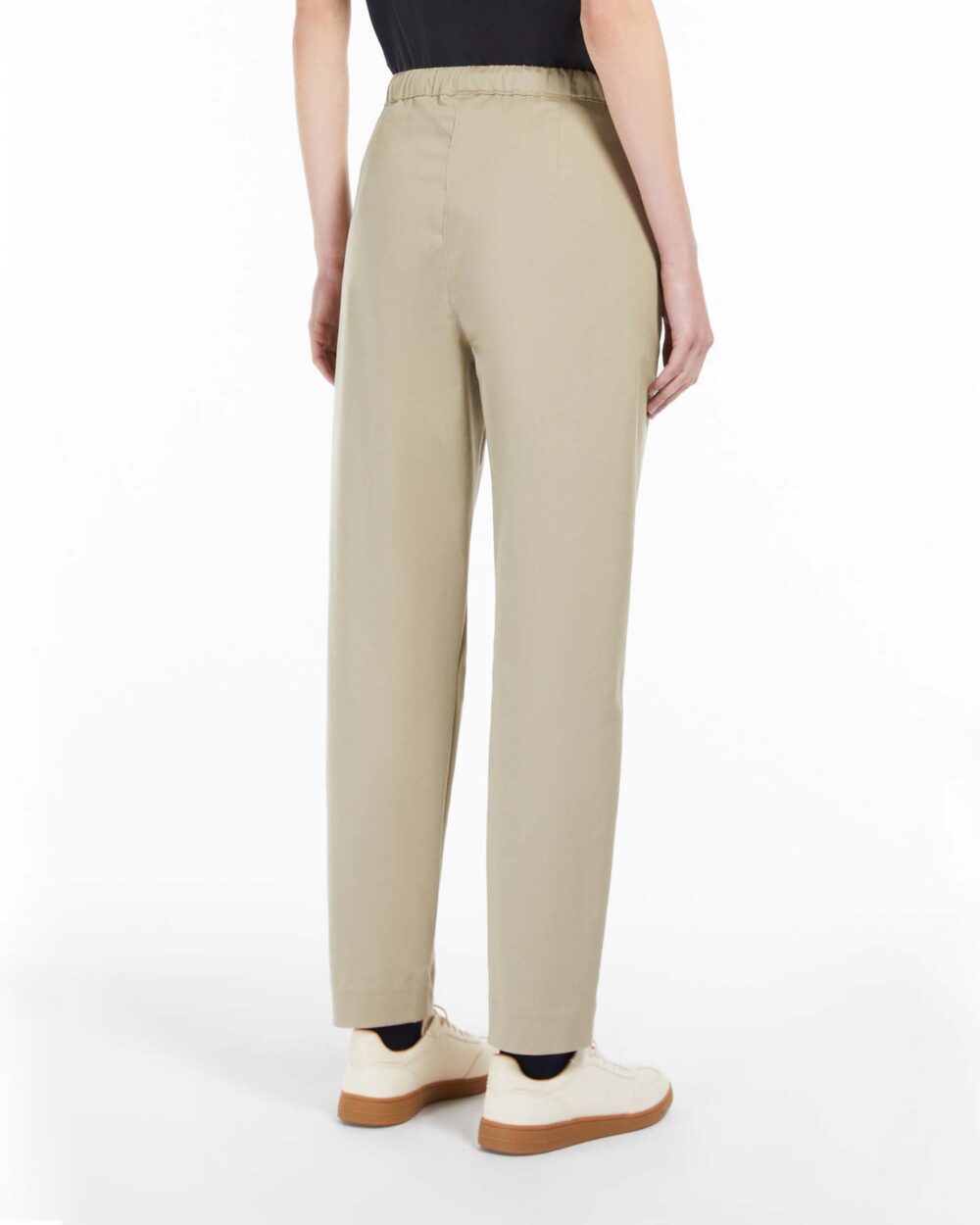 Joggers sabbia in cotone stretch con coulisse inserita in vita - immagine 2