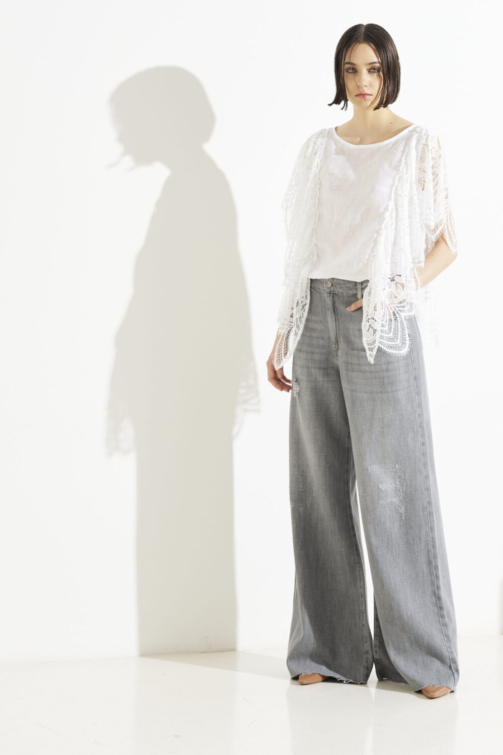 JEANS FLAIRE ROTTURE DENIM PEARL