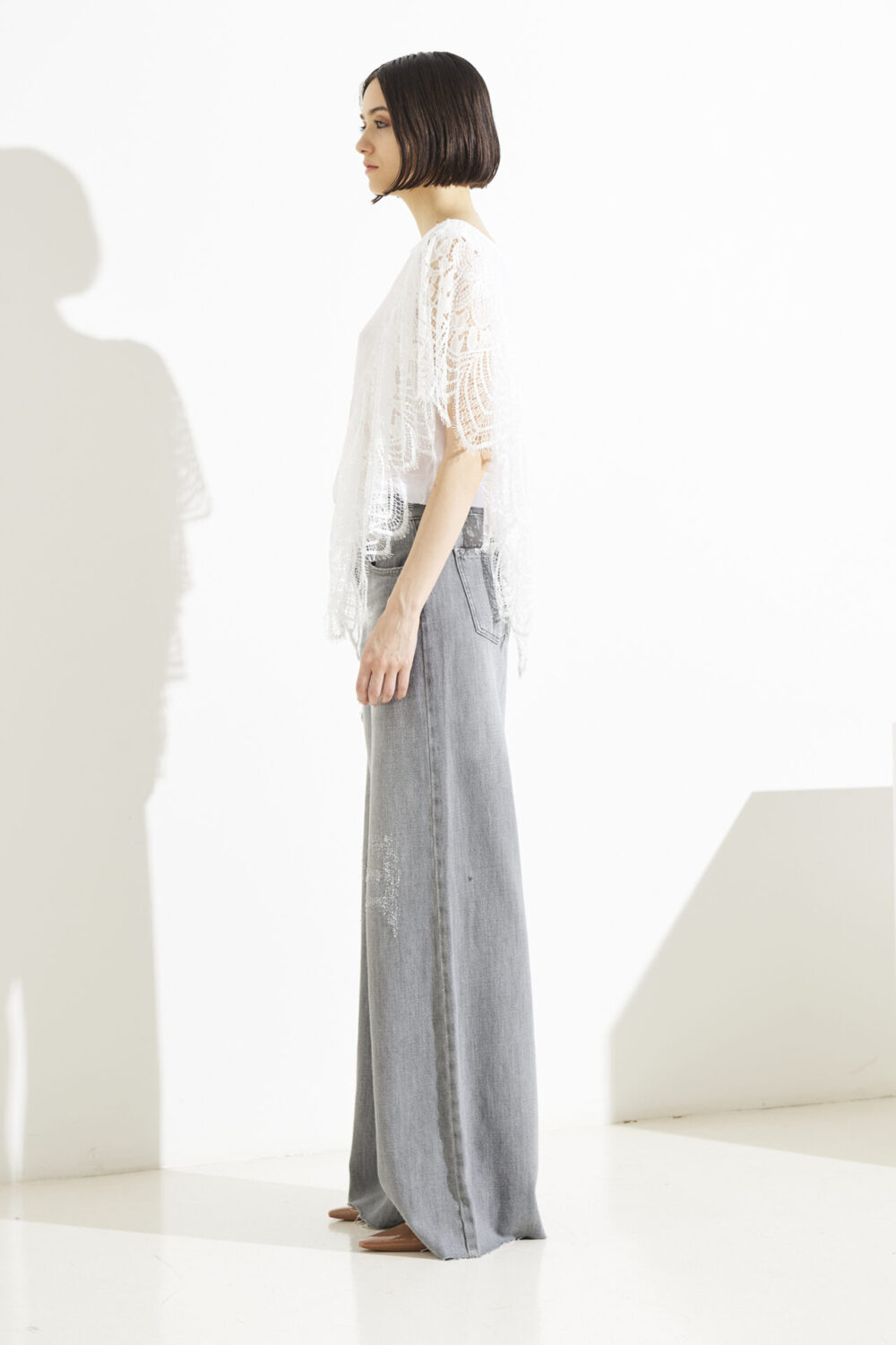 JEANS FLAIRE ROTTURE DENIM PEARL - immagine 2