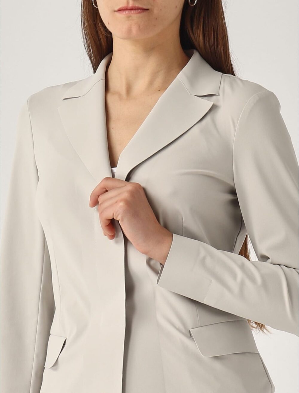 Blazer Monopetto in Jersey Tecnico Nebbia